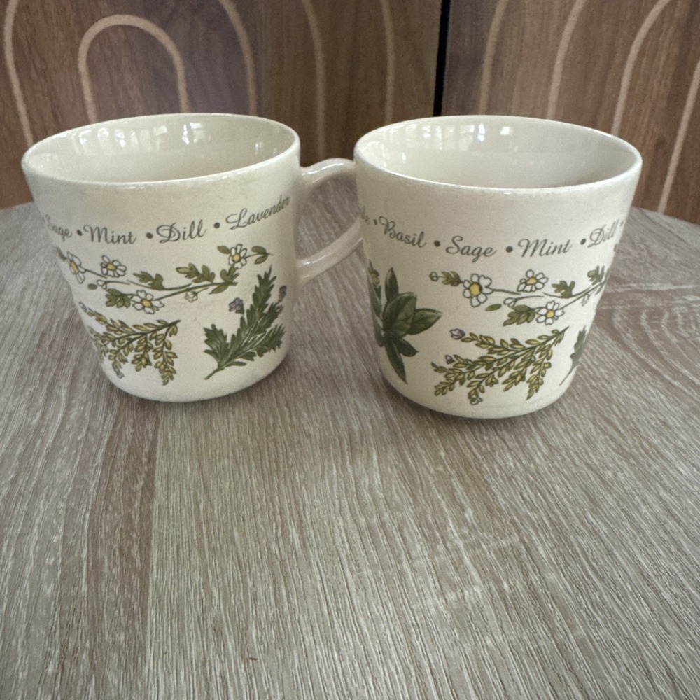Set of 2 Corning Ware Thyme Herb Sage Mint Dill Coffee Cup Mug.